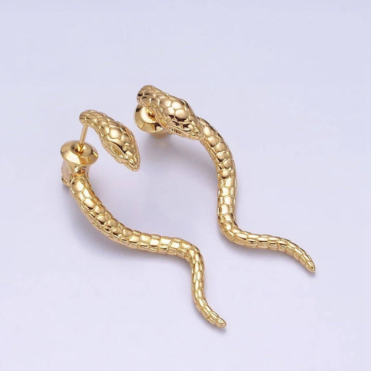 16K Gold Filled Textured Snake Stud Earrings