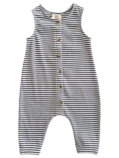 SIIX Collection Black Stripe / Organic Ribbed Bay Jumpsuit (Baby - Kids) - Simple Good
