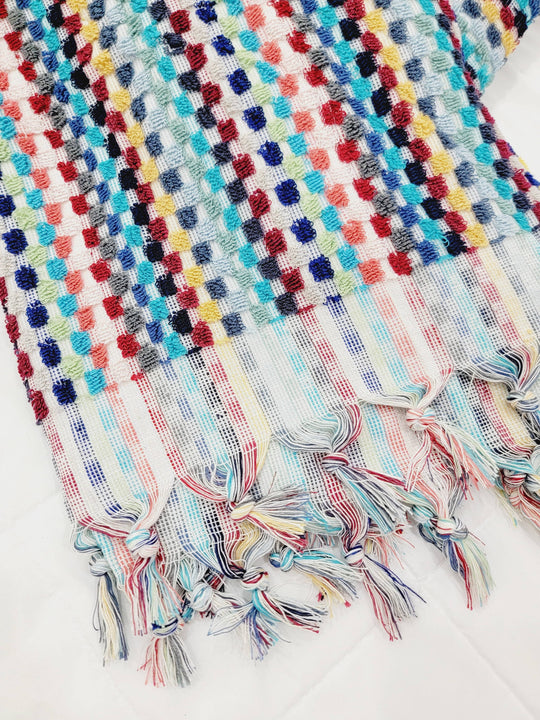 Turkish Towel with Pom Poms- Rainbow