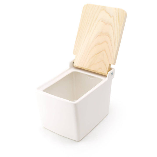 White Ceramic Salt Box