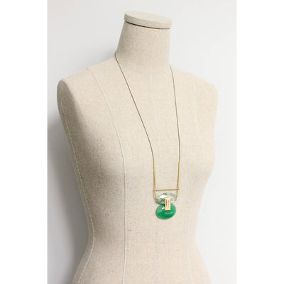 David Aubrey Jewelry FER130 Agate and rhinestone pendant necklace - Simple Good