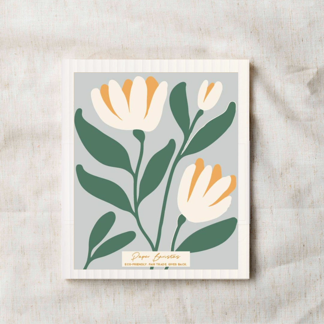 Growing Three White Flowers Swedish Dischloth