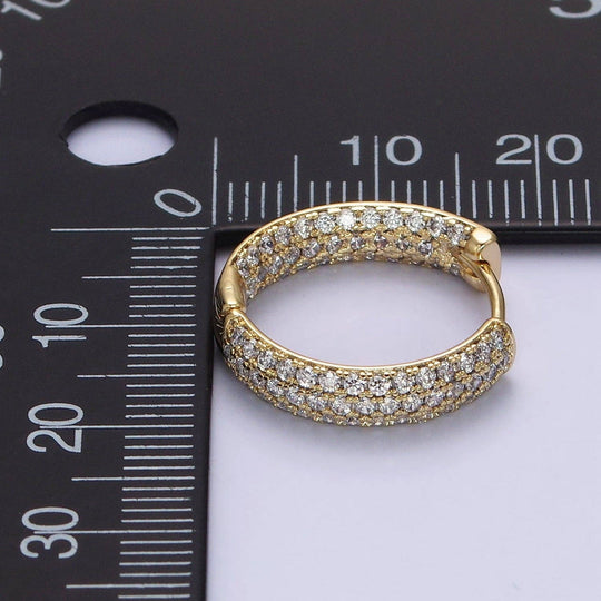 14K Gold Filled Clear CZ Front-Facing Hoop Earrings