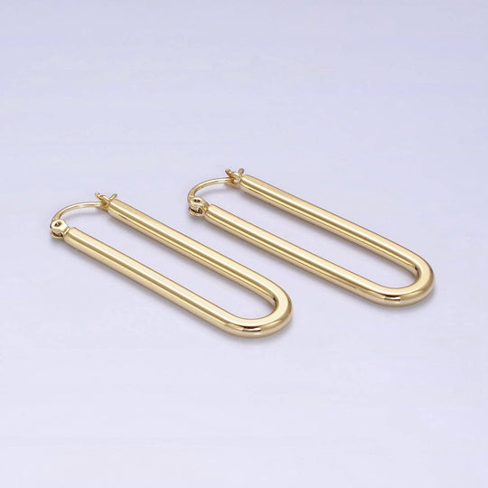Thin U-Shaped Oblong Latch Earrings