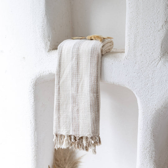 Thin Brown Striped Turkish Towel