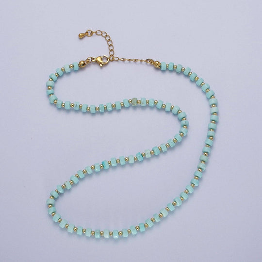 Turquoise Rondelle Heishi Beaded Necklace