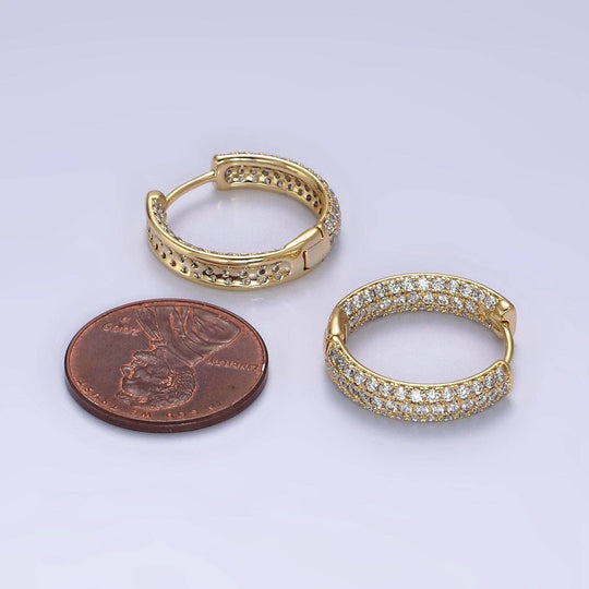 14K Gold Filled Clear CZ Front-Facing Hoop Earrings