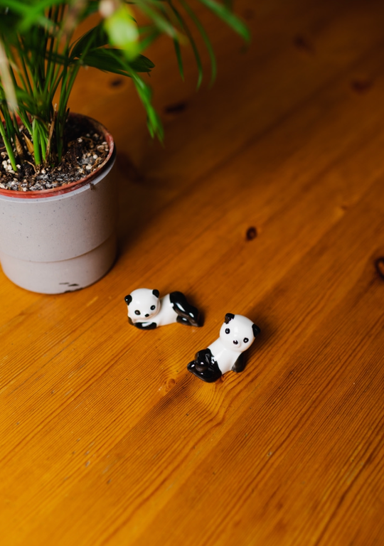 Two Ceramic Porcelain Panda Chopstick Rests