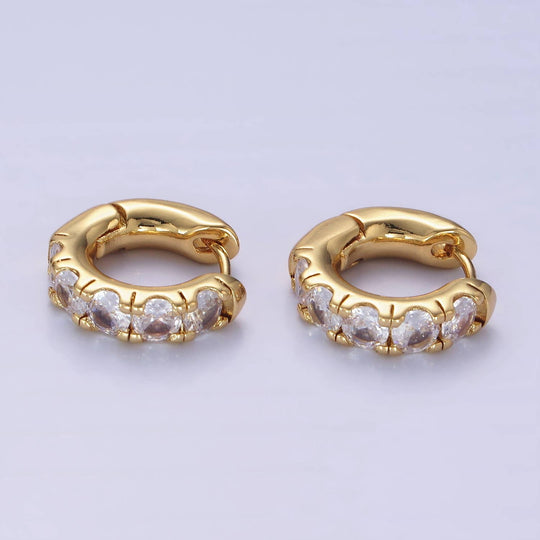 14K Gold Filled Clear Cubic Zirconia Huggie Earrings