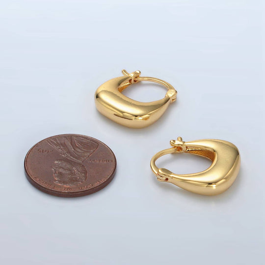 24K Gold Filled Dome Square Latch Hoop Earrings