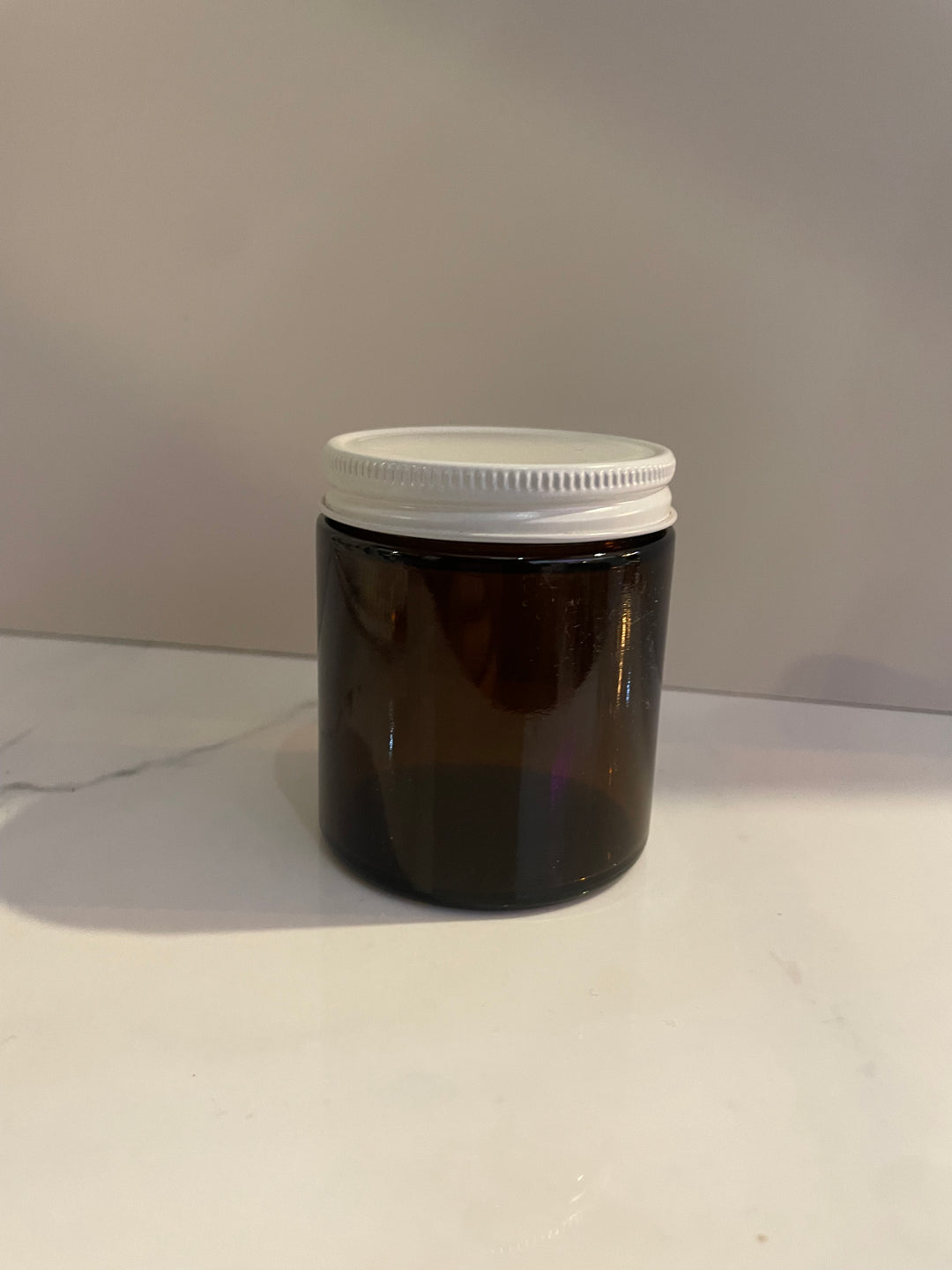 4 oz Amber Glass Jar with White Lid