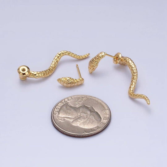 16K Gold Filled Textured Snake Stud Earrings