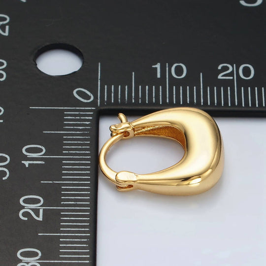 24K Gold Filled Dome Square Latch Hoop Earrings