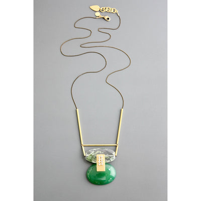David Aubrey Jewelry FER130 Agate and rhinestone pendant necklace - Simple Good