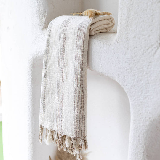 Thin Brown Striped Turkish Towel