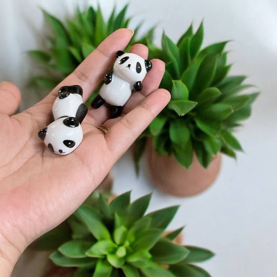 Two Ceramic Porcelain Panda Chopstick Rests