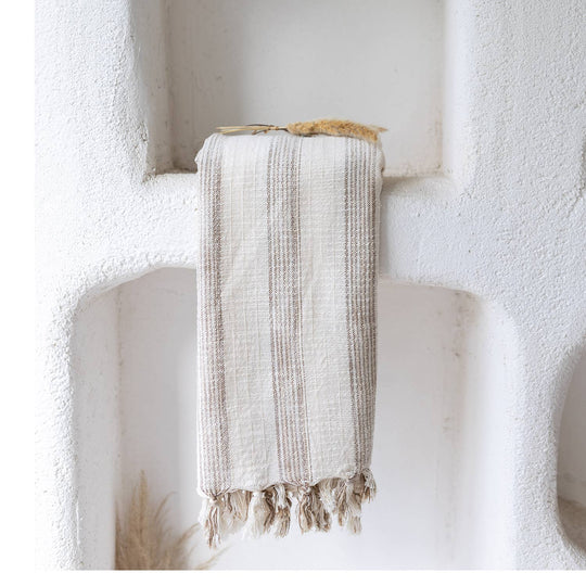 Thin Brown Striped Turkish Towel