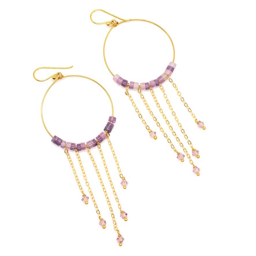 Amethyst Enchanted Stone Fringe Earrings
