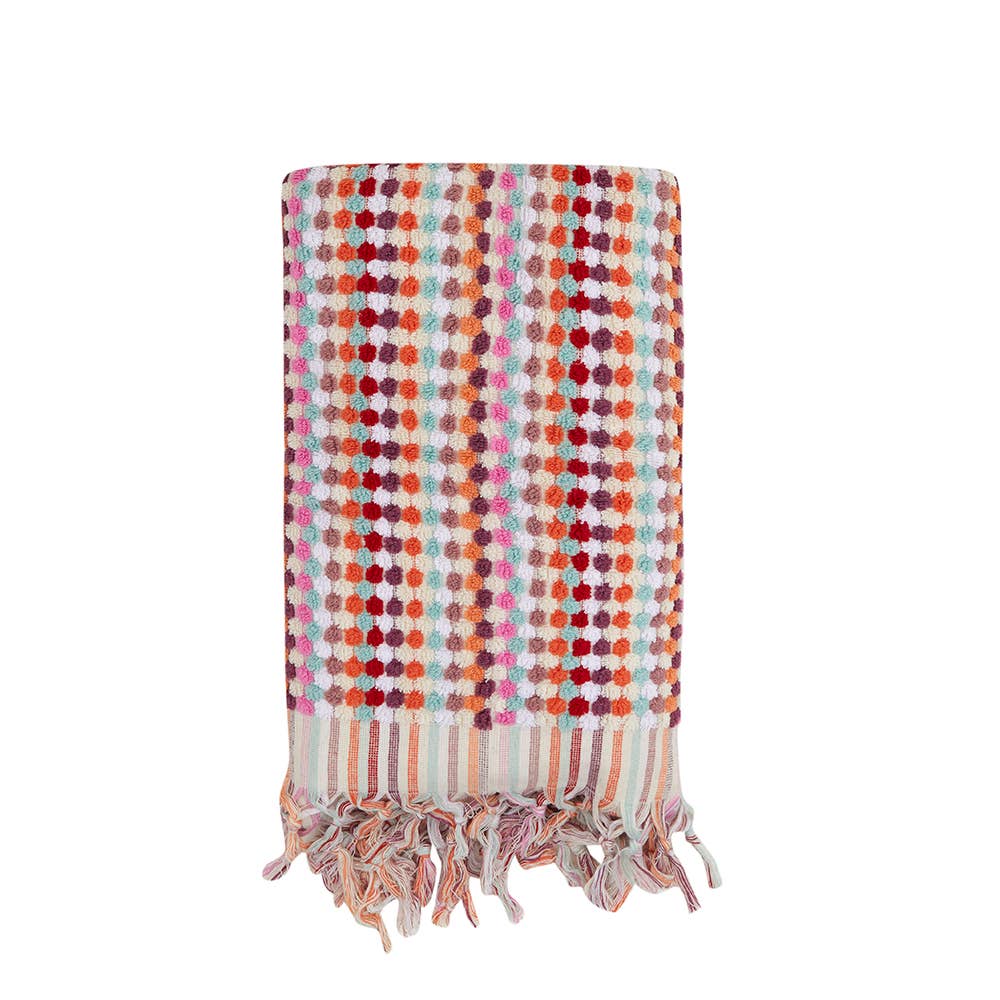 Turkish Towel with Pom Poms- Bubble