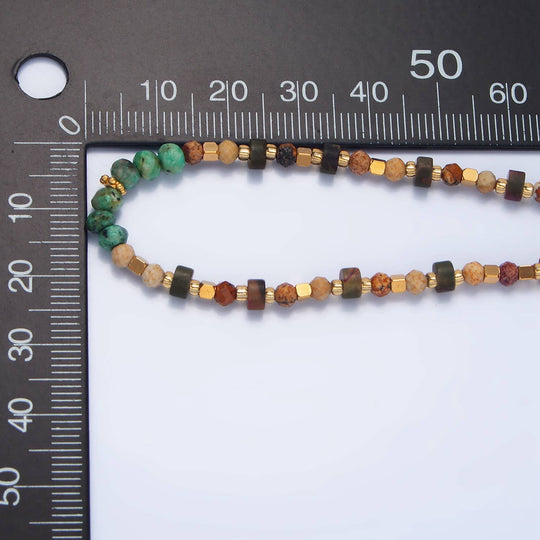 Turquoise & Citrine Beaded Necklace With 14k Gold Plated Accents