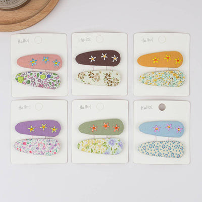TheDivaSoap Embroidered Floral Snap Hair Clips Set - Simple Good