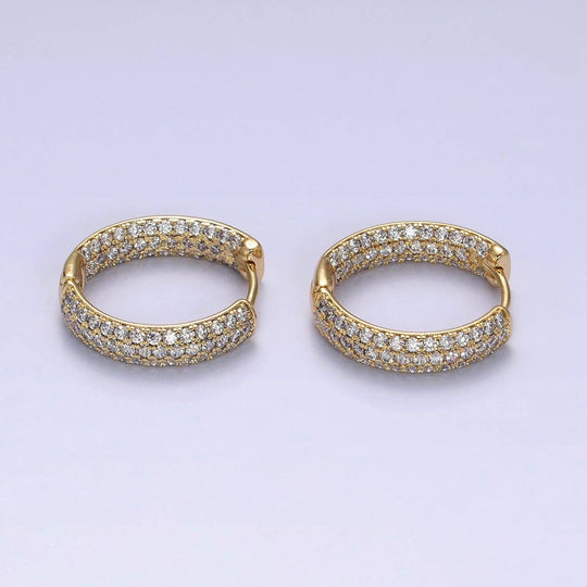 14K Gold Filled Clear CZ Front-Facing Hoop Earrings