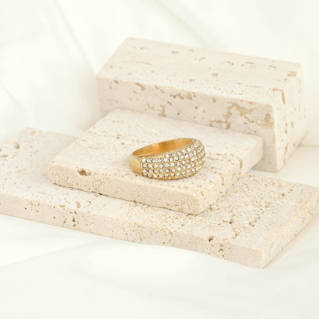 Gold Dome Pave Ring