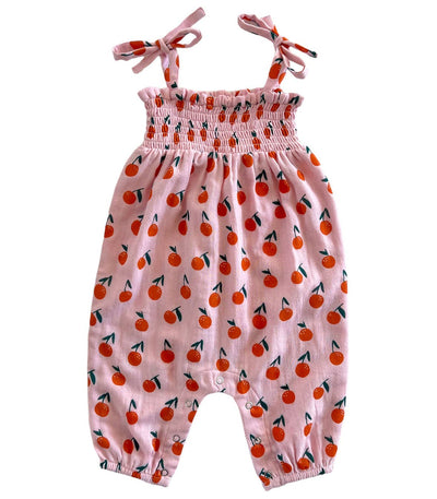 SIIX Collection Blush Oranges / Organic Smocked Jumpsuit (Baby - Kids) - Simple Good