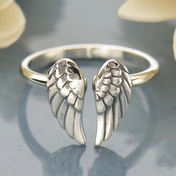 Sterling Silver Adjustable Angel Wings Ring – Simple Good