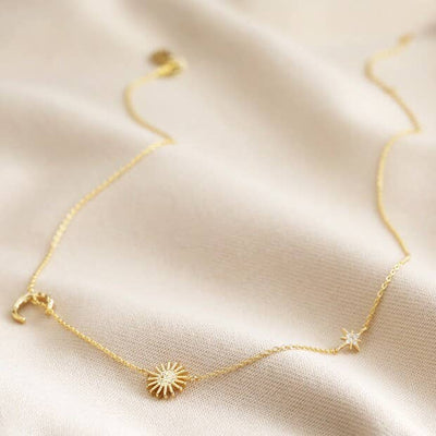 Lisa Angel Sun and Moon Chain Necklace in Gold - Simple Good
