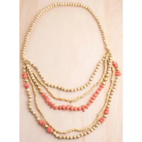 Bali Queen Wood & Resin Layered Necklace - Simple Good
