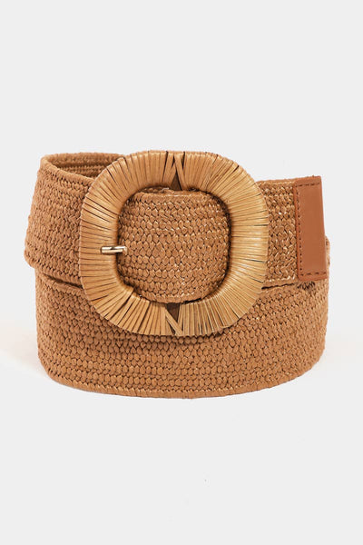 Collections by Fame Accessories Wide Woven Braided Hoop Buckle Belt - Simple Good