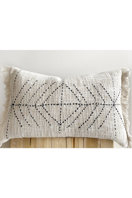 Throw Pillow, Cream Arrow Fringe