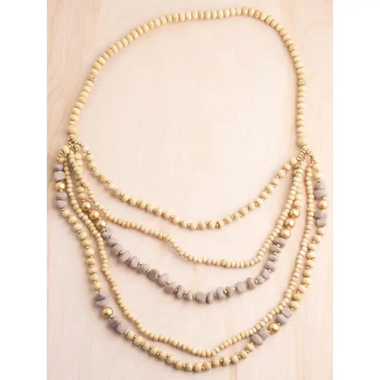 Bali Queen Wood & Resin Layered Necklace - Simple Good