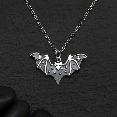 Nina Designs Sterling Silver Bat Necklace with Bronze 18 Inch - Simple Good