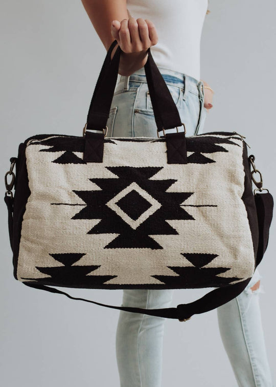 Cream & Black Aztec Duffel