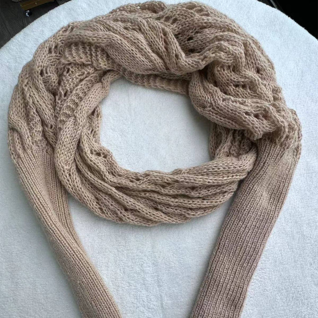 Cable Knit Infinity Scarf with Sleeves