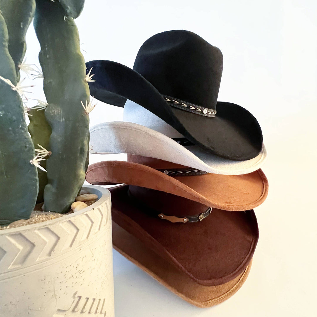 Vegan Suede Western Cowboy Hat