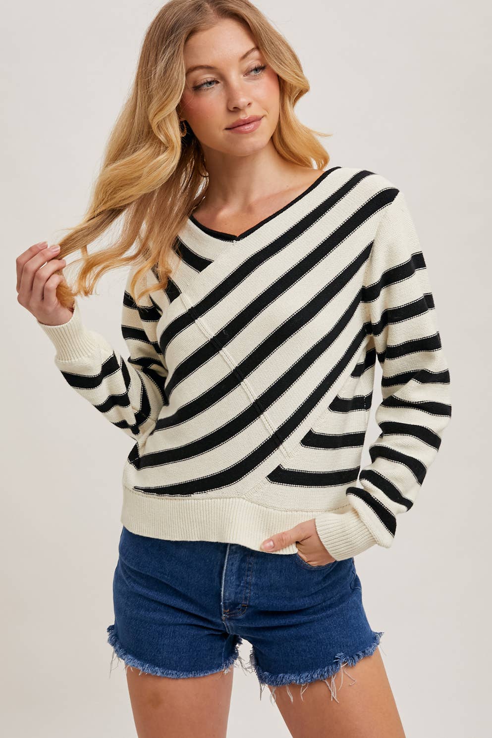 Striped Wrap Sweater