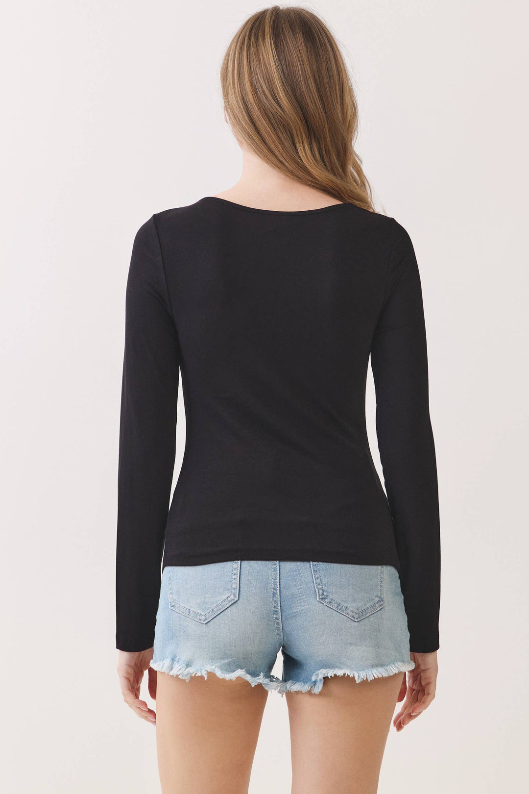 Solid Cut Out Long Sleeve Top