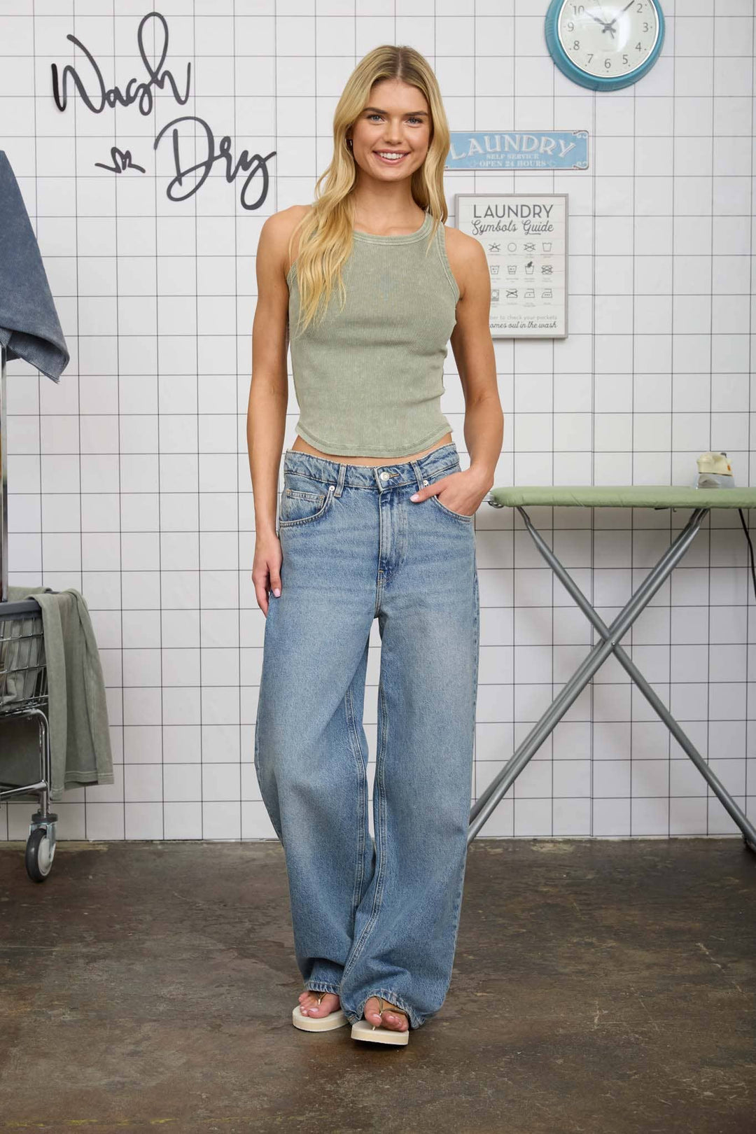 Washed Raw Edge Knit Tank Top