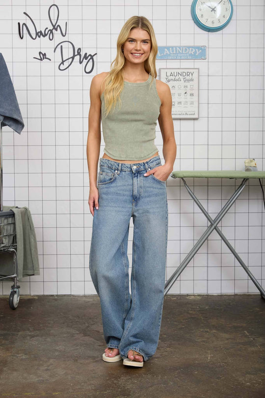 Washed Raw Edge Knit Tank Top