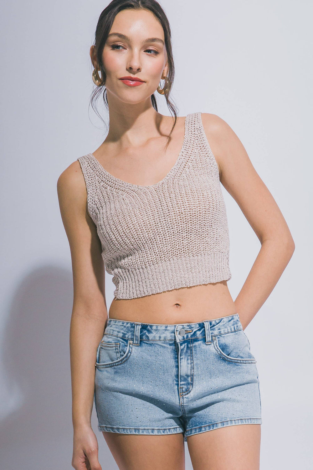 Knitted Twist Back Crop Top