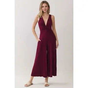 Front Twist Sleeveless Wide Leg Jumpsuit