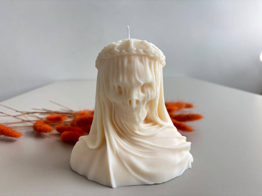 Large Skull in Veil Candle