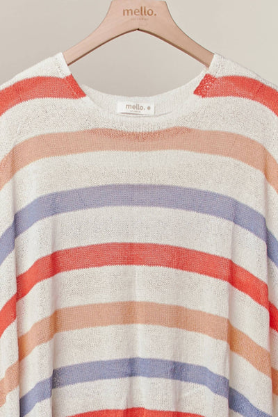 Loose Fit Multicolor Striped Knit Top