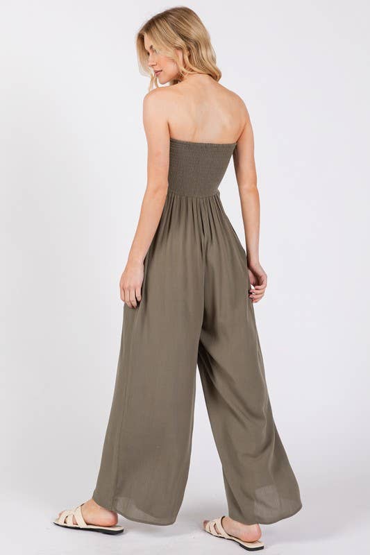 Front Tie Tank Top Wide Leg Jumpsuit