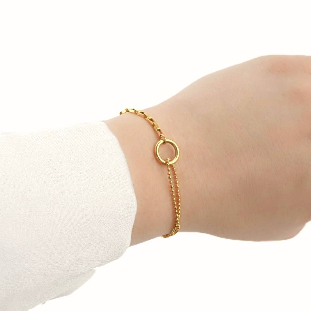 Circle Link Bracelet, Waterproof Mixed Chain Bracelet