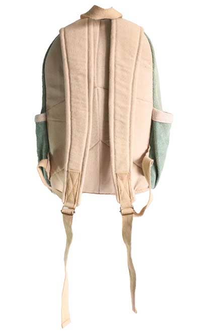 Hemp Cotton Backpack in Green and Light Brown