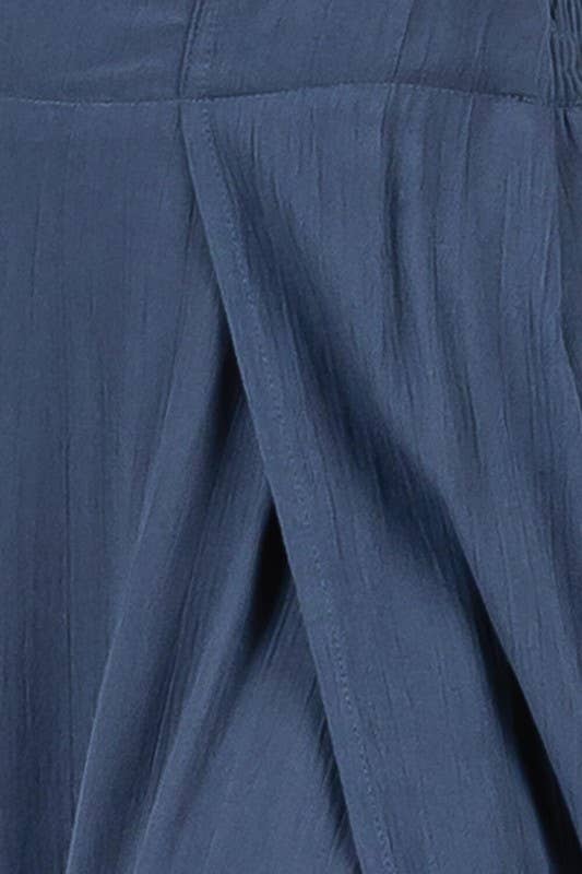 Solid Front Slit Wide Leg Pants